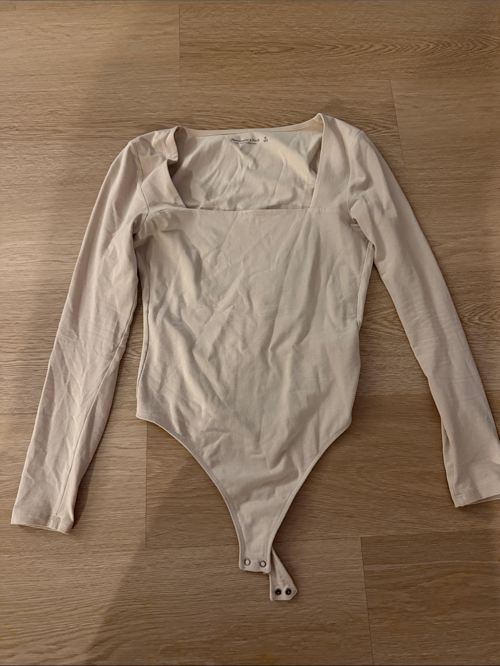 Long Sleeve Square Neck Cream Bodysuit